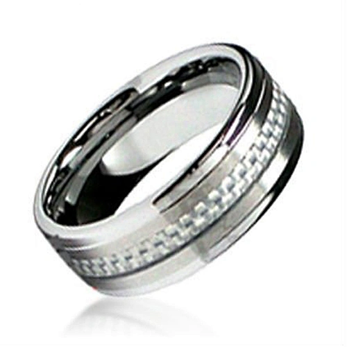 Engagement mesh carbon fiber ring blank in stainless steel