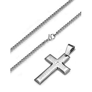 Classic and simple initial letter bible cross pendant necklace