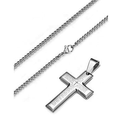 Classic and simple initial letter bible cross pendant necklace