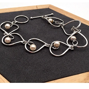 925 silver chain design female fake pearl bracelet wholesale