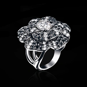 Beauty splendid cz inlaid flower silver faux diamond rings