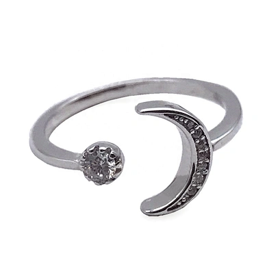Glamour star and moon antique silver ring and sterling silver