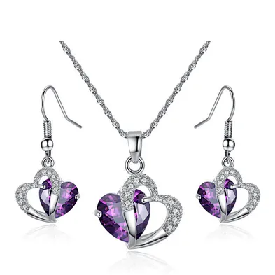 Fantasy women's wedding heart stone jewellery multi colored crystal necklace