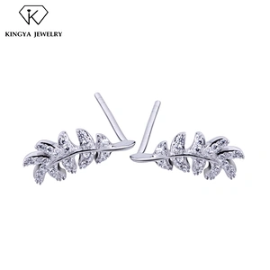 Wholesale silver post earing feather earring for men
