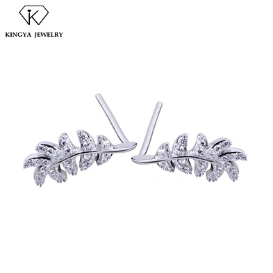 Wholesale silver post earing feather earring for men