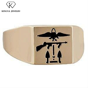 Wholesale statement stainless steel military bird shaped ring for men