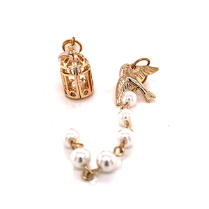 Simple birdcage tassel pearls manual painless invisible coil ear clip asymmetrical earrings