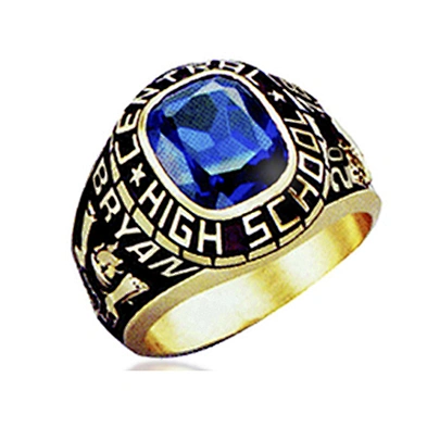 Brass college student graduation class ring