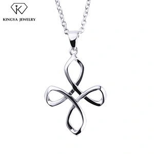 Knot design large silver cross pendant costume jewelry