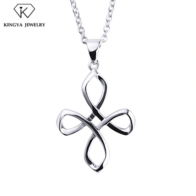 Knot design large silver cross pendant costume jewelry