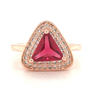 Silver Synthetic Ruby Stone Rings, Triangle Gold Ring Designs With Ruby