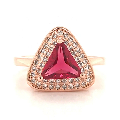 Silver Synthetic Ruby Stone Rings, Triangle Gold Ring Designs With Ruby
