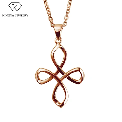 Knot design large silver cross pendant costume jewelry