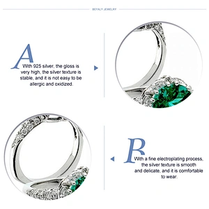 Flower Shape 925 Silver Green Emerald Fantasy Jewelry Ring