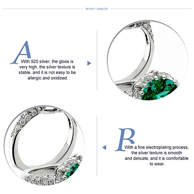 Flower Shape 925 Silver Green Emerald Fantasy Jewelry Ring