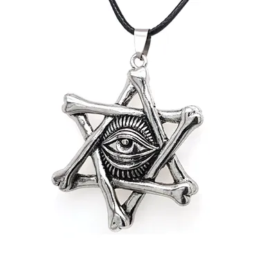 Punk style hexagram shape devil eye pendant necklace custom packaging