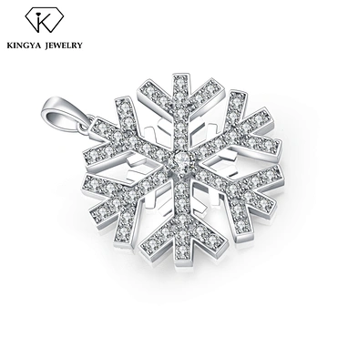 Wholesale Fine 925 Silver Rhodium Plated Jewelry Snowflake Charm Pendant