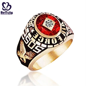 Gold plating American marines blue fire opal rings