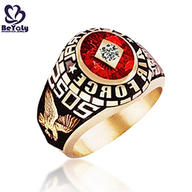Gold plating American marines blue fire opal rings