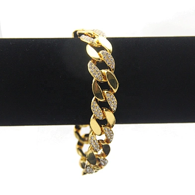 Chunky Cubic Zircon Ice Out Wide Cuban Link Chain Gold Plated Necklace