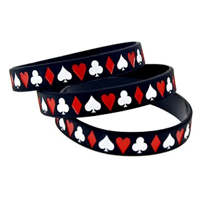 Best price poker style silicone wrist band couple bracelet