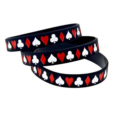 Best price poker style silicone wrist band couple bracelet