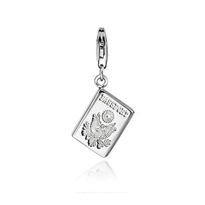 Custom made word metal jewelry blank stamped passport charm pendant