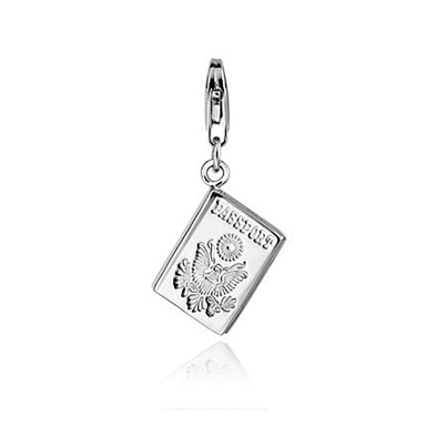 Custom made word metal jewelry blank stamped passport charm pendant