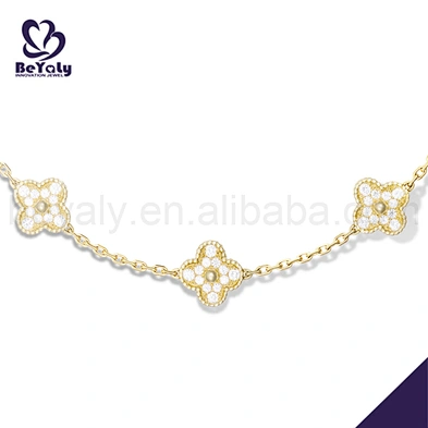 High quality cz clover design chinese good luck bracelet