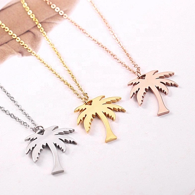 Tree Shape Silver Gold Rose Gold Plated Stainless Steel Necklace Punk