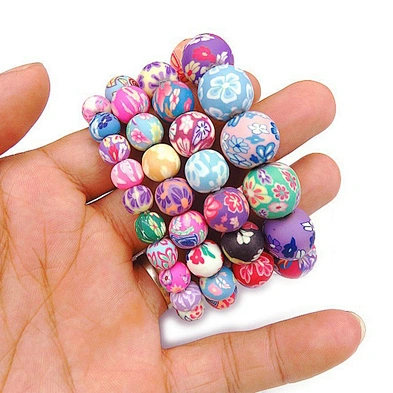 Cheap popular colorful polymer clay beads girls bracelet