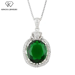 Big Natural Stone Custom White Gold cz Jewellery Pendant Necklace