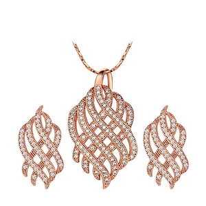 Hot wholesale interlaced pattern gold plated fashion jewelry sets