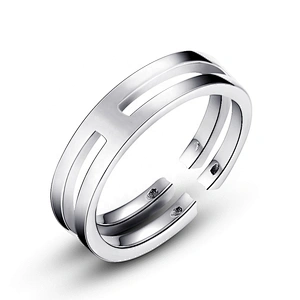 Wholesale simple oem design pipe cut stainless steel engraved ring