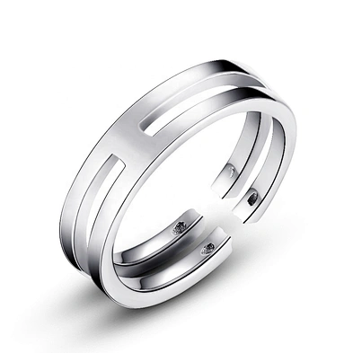 Wholesale simple oem design pipe cut stainless steel engraved ring