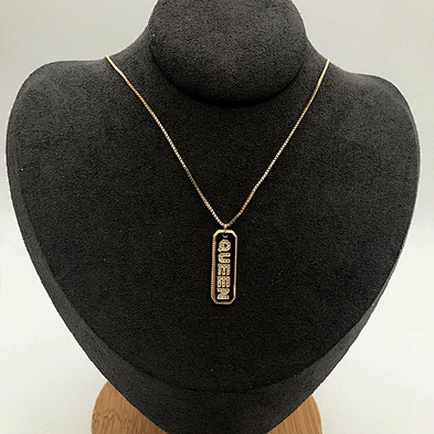 Wholesale Gold Plating Silver Cz Couples QUEEN Alphabet Letter Pendant Necklace