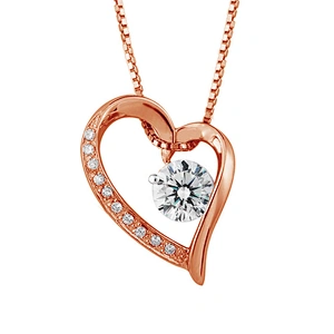 Hollow asymmetric design heart shaped aaa cz pendant