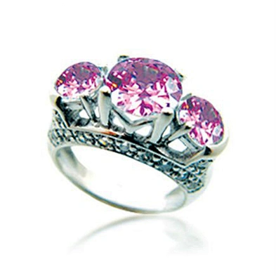 Three pink gemstone wholesale nepal silver rings jewelry