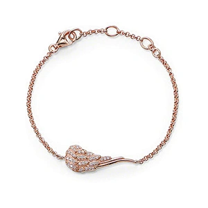 Rose gold feather chain gemstone bracelet in 925 silver