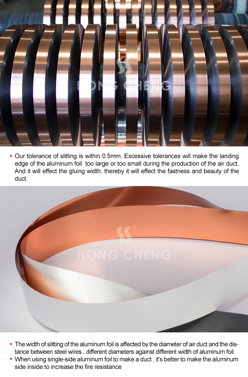 Single side duct foil with copper color