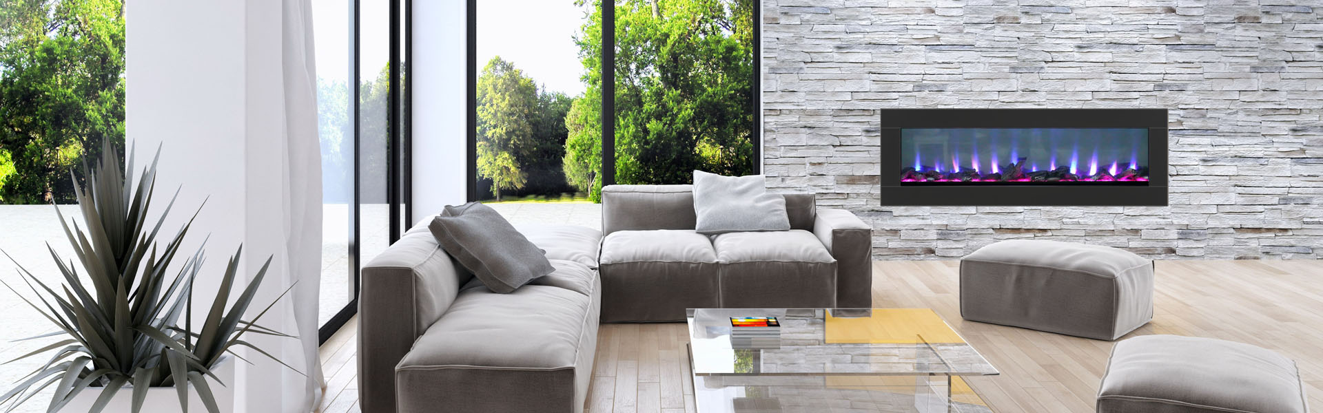 modern fireplace