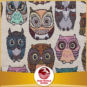 Animal design owl style jacquard fabric popular high quality fashional drapery manufacturer from shaoxing