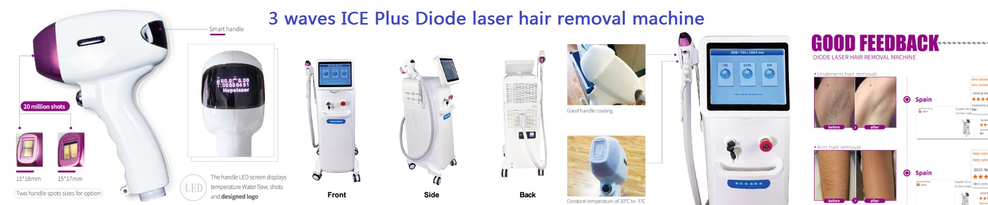 3 Waves ice plus diode laser hair removal machine