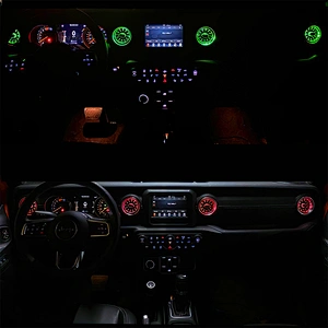 TURBO AIR VENT OUTLET WITH LED AMBIENT LIGHTING FOR AUTO CAR 32 COLORS WITH MULTI-COLOUR