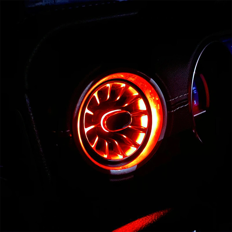 TURBO AIR VENT OUTLET WITH LED AMBIENT LIGHTING FOR AUTO CAR 32 COLORS WITH MULTI-COLOUR