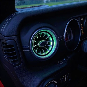 TURBO AIR VENT OUTLET WITH LED AMBIENT LIGHTING FOR AUTO CAR 32 COLORS WITH MULTI-COLOUR
