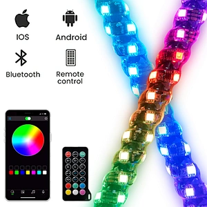 MULTICOLOR RGB LED WHIPS CHASING LIGHT BLUETOOTH REMOTE CONTROL COLORSMART