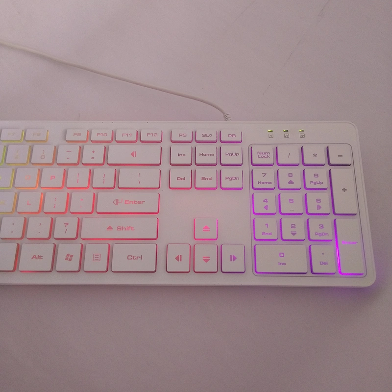 Esuntec NEW Chocolate Square keys USB wired keyboard with LED backlight for computer and laptop KBL-103S-W