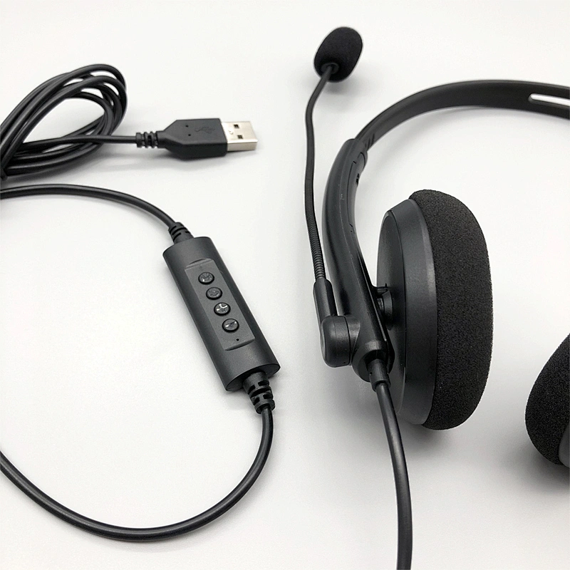 OEM fashional  lightweight  noise cancelling earphone with mic usb headphone USB-886