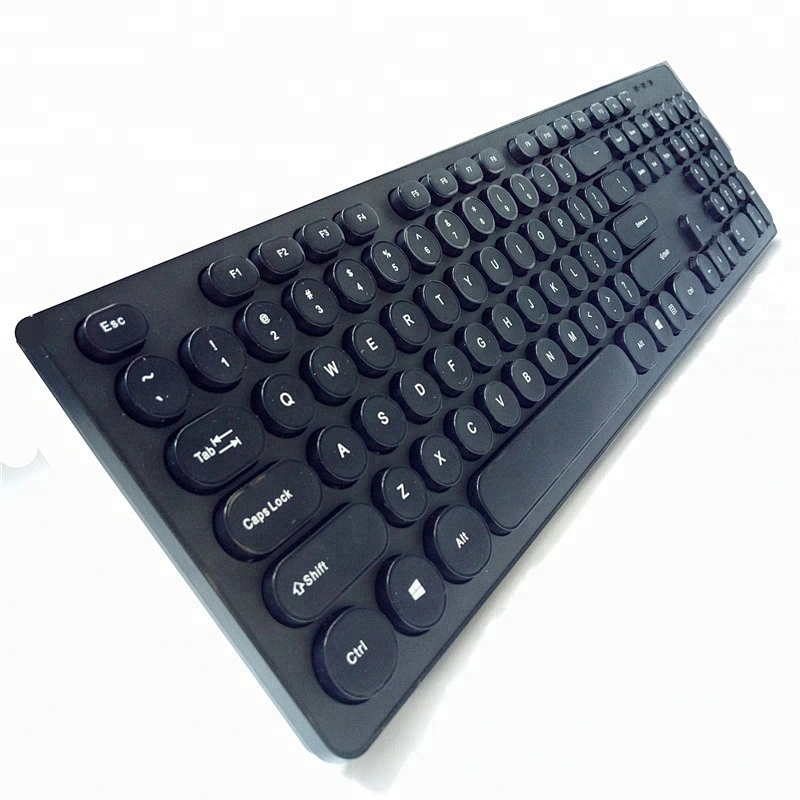 Hot Selling Classic Design Retro round keys keyboard slim chocolate computer Wired USB Office Keyboard K-103